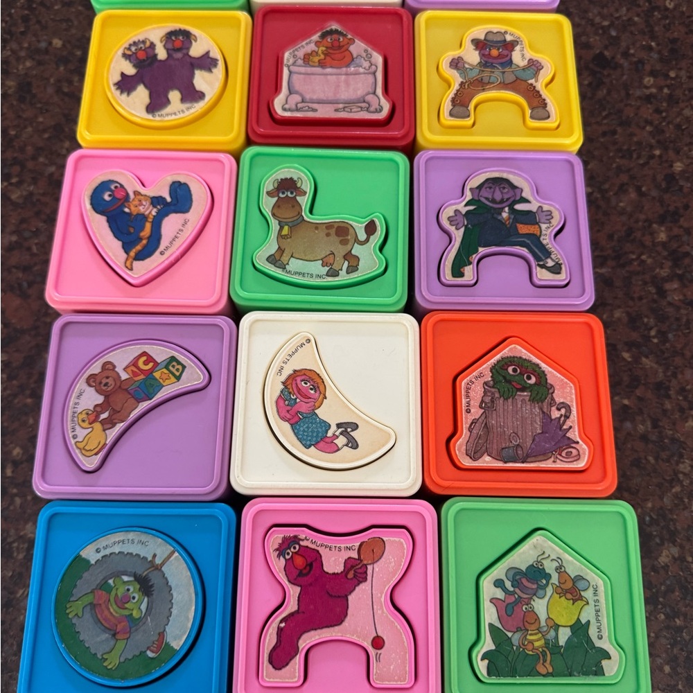 Colorful 1988 Sesame Street Puzzle Blocks